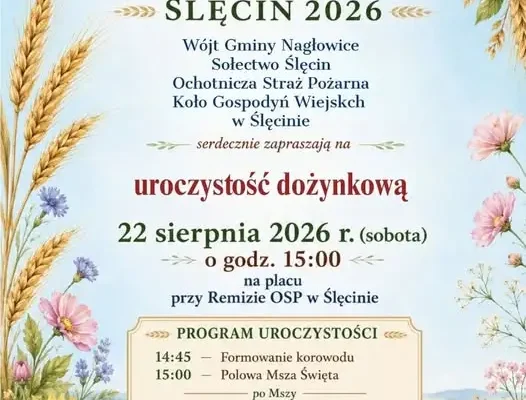 Dożynki Gminne 2026 w Ślęcinie – zaproszenie na święto plonów