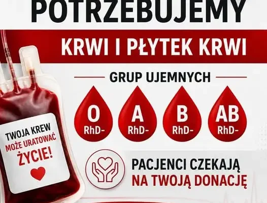 Pilny apel RCKiK w Kielcach: brakuje krwi i płytek – oddaj krew i uratuj życie