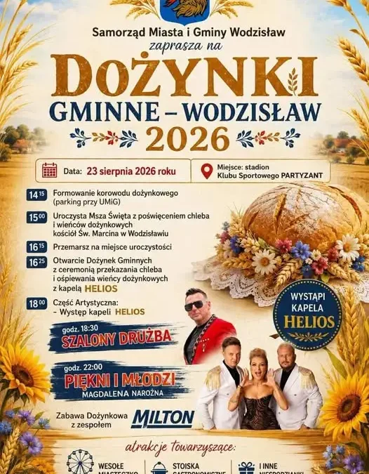 Dożynki gminne w Wodzisławiu – święto plonów już 23 sierpnia