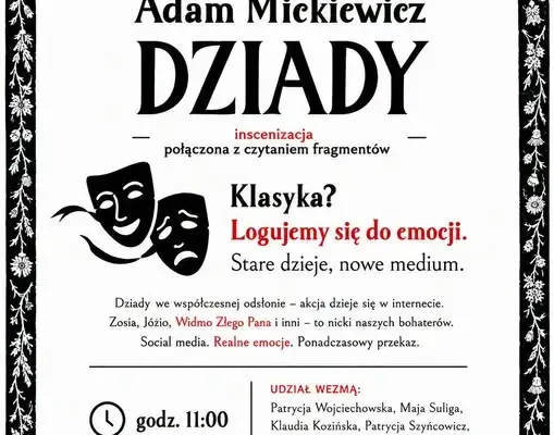 Narodowe Czytanie 2026 w Wodzisławiu: „Dziady” w nowoczesnej odsłonie