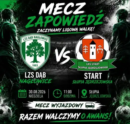 Dąb rozpoczyna ligową walkę o awans – pierwszy mecz ze Startem Słupia Jędrzejowska