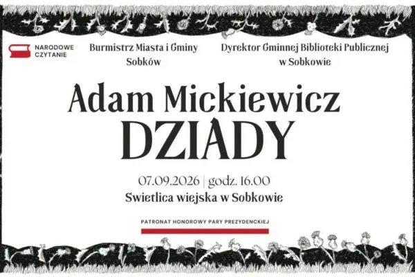 Narodowe Czytanie 2026 w Sobkowie: „Dziady” Mickiewicza w świetlicy wiejskiej