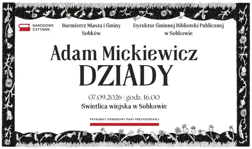 Narodowe Czytanie 2026 w Sobkowie: „Dziady” Mickiewicza w świetlicy wiejskiej