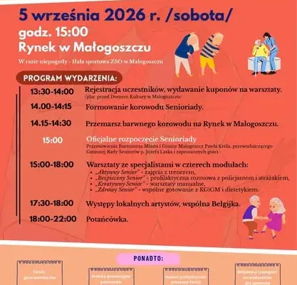 Senioriada 2026 w Małogoszczu: barwny korowód, warsztaty i potańcówka na Rynku