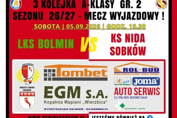 Zapowiedź meczu: LKS Bolmin vs KS Nida Sobków w 3. kolejce klasy A