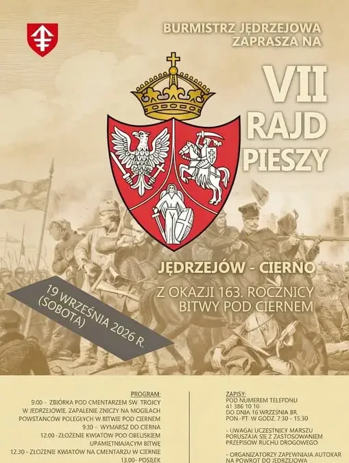 VII Rajd Pieszy w Jędrzejowie upamiętni 163. rocznicę Bitwy pod Ciernem