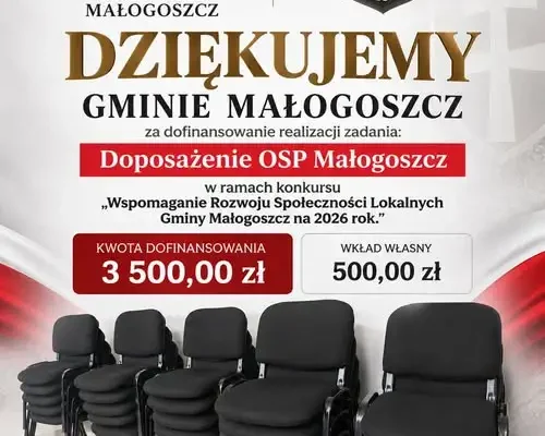 Nowe wyposażenie w remizie OSP Małogoszcz dzięki wsparciu gminy