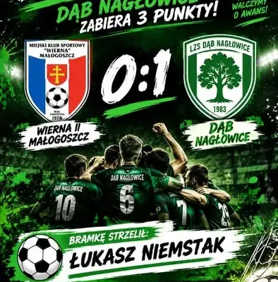 Dąb Nagłowice wygrywa na wyjeździe z Wierną II Małogoszcz 1:0