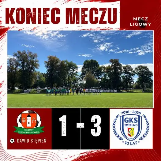 Porażka 1:3 z GKS Imielno. Dawid Stępień z jedynym golem