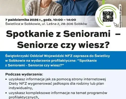 Sobków: NFZ zaprasza seniorów na spotkanie o zdrowiu i bezpieczeństwie