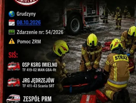 Grudzyny: akcja ratownicza z udziałem OSP KSRG Imielno i JRG Jędrzejów